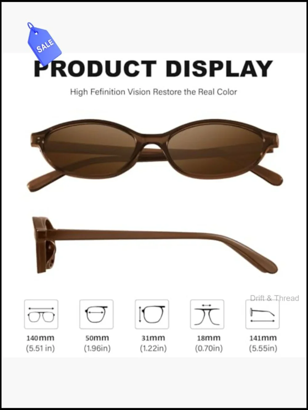 Retro Oval Cat Eye Sunglasses for Women Y2K Trendy Narrow Shades UV Protection